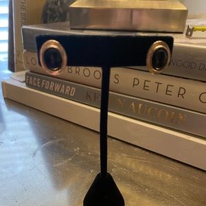 Silver tone black earrings
